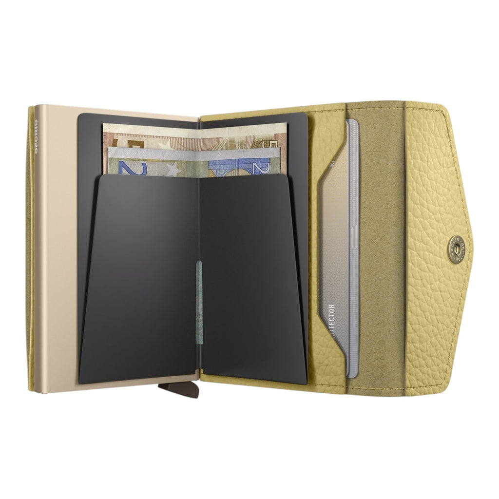 Lieblingstasche Envelope Pebble yellow leather cardholder wallet with internal metal card protector and cash slot