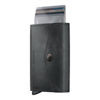 Lieblingstasche Envelope Vintage black leather card holder with snap button closure and credit cards inserted