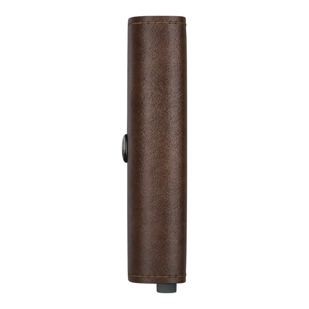 Lieblingstasche Envelope Vintage brown leather wallet side view with snap button closure
