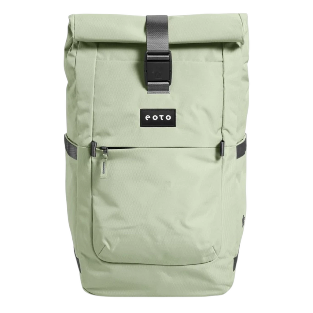 Lieblingstasche eoto Rolly32 sage green water-repellent rolltop backpack with front pocket and buckle closure