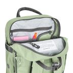 Lieblingstasche eoto Small16 sage green daypack with open main compartment showing internal organizer pockets