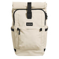 Lieblingstasche eoto Tall41 beige rolltop travel backpack with black straps and multiple storage compartments