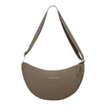 Lieblingstasche Essential Moon Bag in taupe with a curved crescent shape, adjustable strap, and minimalist design.