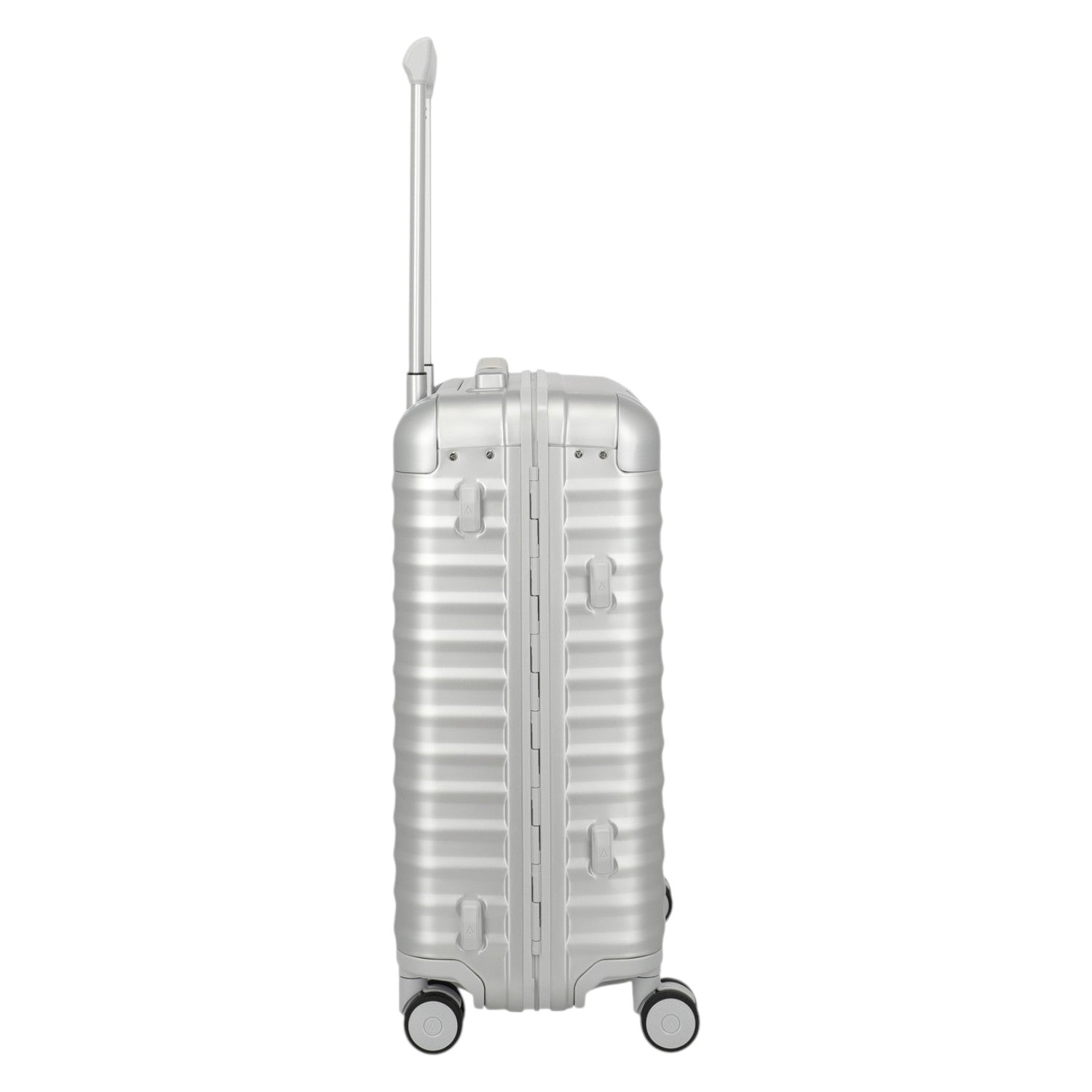 Lieblingstasche Eternity 4W S23 silver aluminum trolley suitcase with telescopic handle and spinner wheels.