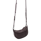 Lieblingstasche Fawn dark brown leather crossbody bag with a curved silhouette and adjustable shoulder strap.