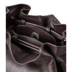Lieblingstasche Fleur dark brown leather bucket bag interior with magnetic snap closure