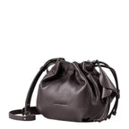 Lieblingstasche Fleur dark brown leather drawstring pouch bag with a soft gathered design and adjustable strap