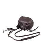 Lieblingstasche Fleur dark brown leather bucket bag with a drawstring closure and adjustable shoulder strap