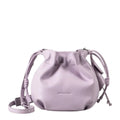Lieblingstasche Fleur lavender leather drawstring bucket bag with adjustable shoulder strap