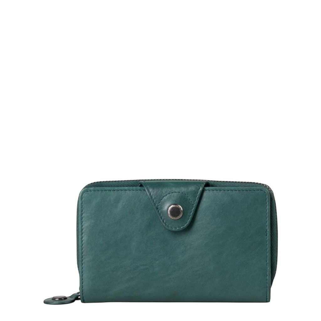 Lieblingstasche Francis dark green leather wallet with a snap button closure and zip around design