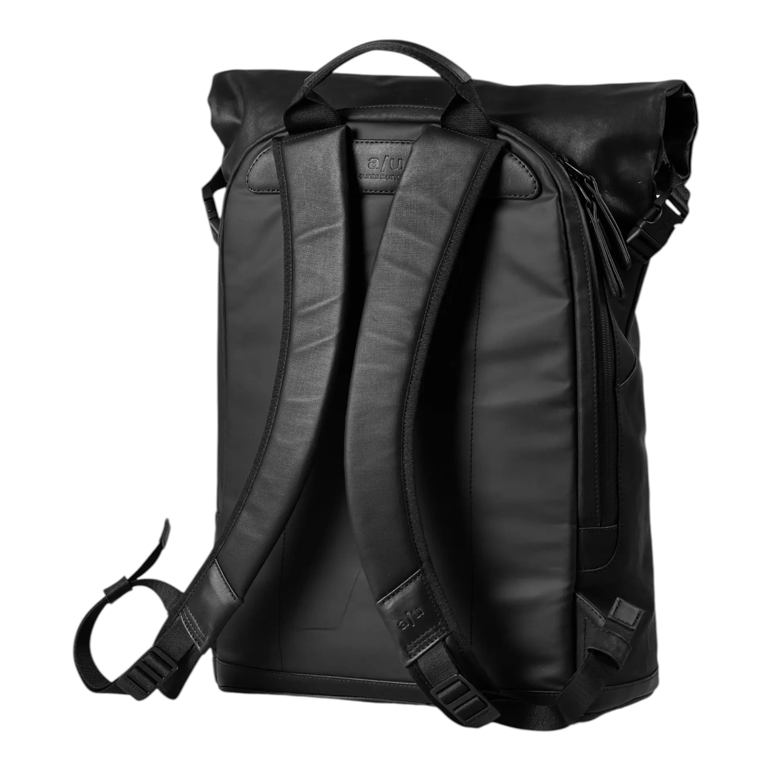 Lieblingstasche a/u by aunts & uncles Fukui black rolltop backpack with padded straps and water-repellent canvas