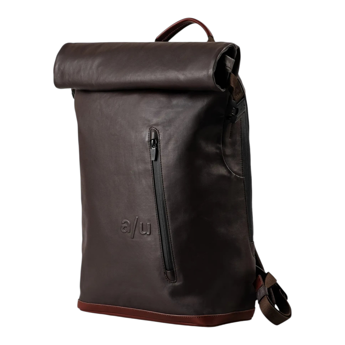 Lieblingstasche a/u by aunts & uncles Fukui dark brown rolltop backpack made of coated canvas with leather details
