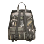 Lieblingstasche backpack featuring a grey and black artistic cat print with adjustable shoulder straps