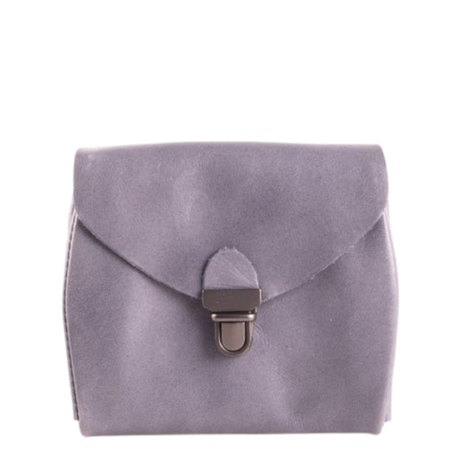 Lieblingstasche grey suede fold wallet with a metal clasp closure.