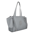 Lieblingstasche Tote L in light grey faux leather with side tie details and a central embossed logo