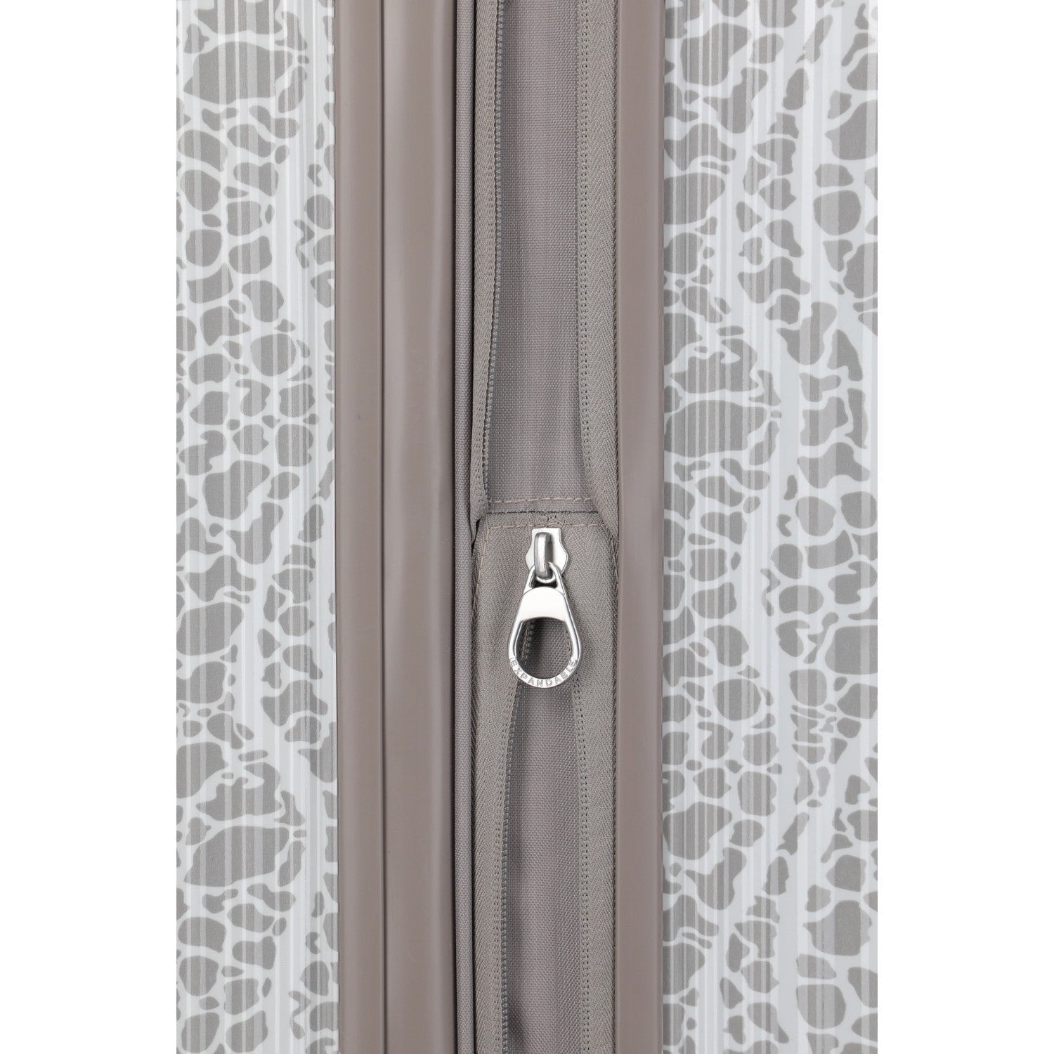 Lieblingstasche grey trolley with a subtle animal print pattern and a silver zipper pull.