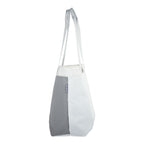 Lieblingstasche grey and white recycled sail tote bag with white handles.