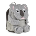 Lieblingstasche Großer Freund koala backpack in grey plush fabric with cute animal features and side mesh pockets