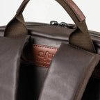 Lieblingstasche a/u by aunts & uncles Hamamatsu backpack in brown coated canvas with leather details and padded straps