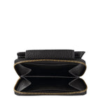 Lieblingstasche Hanna RFID wallet in black grained leather with an open zippered coin compartment and gold hardware