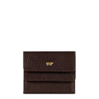 Lieblingstasche Hanna RFID wallet in dark brown grained leather with a gold-tone bull logo emblem