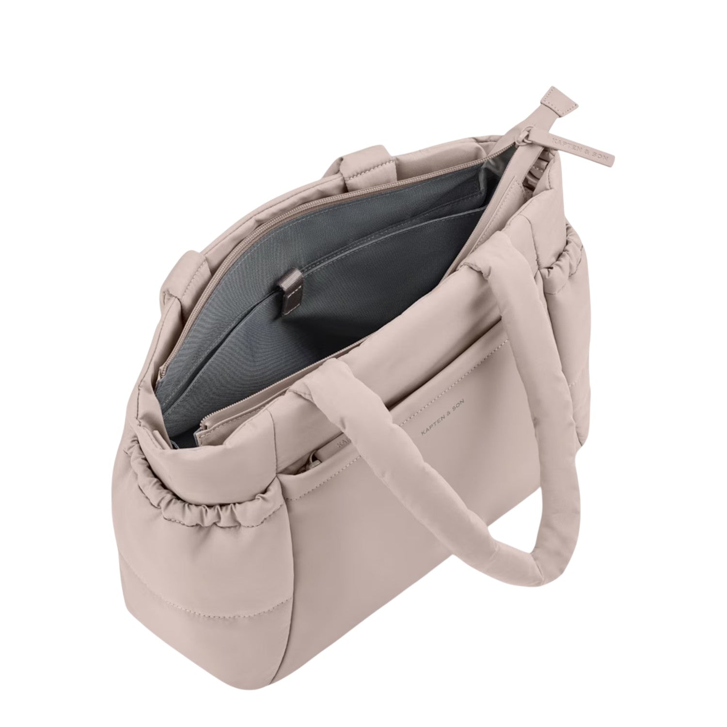 Lieblingstasche Hellvi Cloud Medium quilted tote bag in dusty pink with top zip closure and side pockets