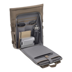 Lieblingstasche Helsinki Pro beige backpack with open main compartment showing organized pockets and laptop sleeve