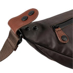 Lieblingstasche a/u by aunts & uncles Ichikawa belt bag in dark brown coated canvas with brown leather details