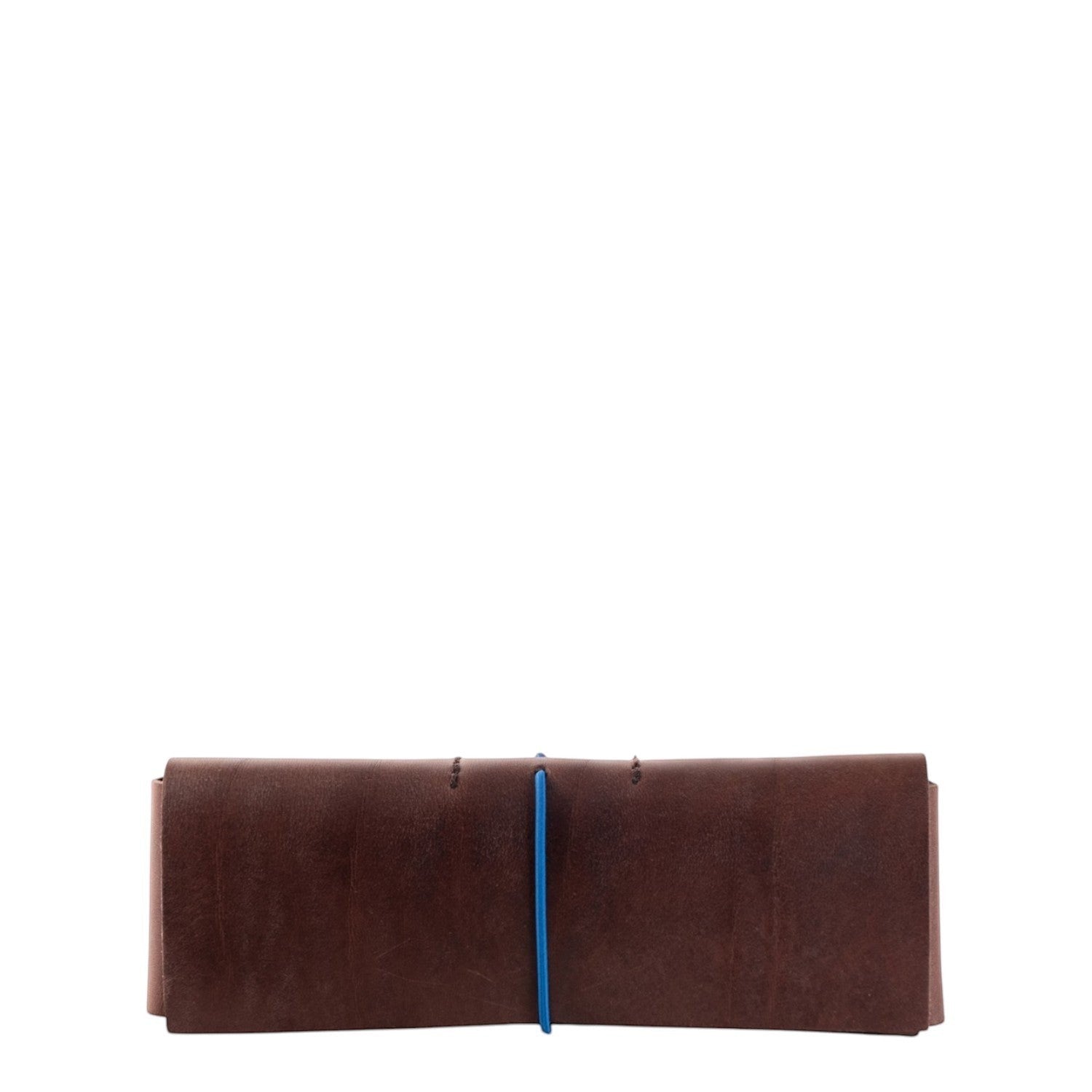 Lieblingstasche Keeper Etui brown leather pencil case with a vibrant blue elastic band closure