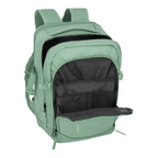 Lieblingstasche Kick Off Cabin Rucksack in sage green with open front compartment and internal organizer pockets