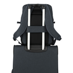 Lieblingstasche Kick Off Cabin Rucksack in dark grey attached to a suitcase handle with padded shoulder straps
