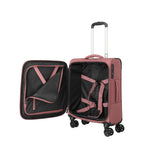 Lieblingstasche KICK OFF small 4-wheel trolley suitcase in dusty rose with open interior and packing straps