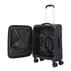 Lieblingstasche KICK OFF 4-wheel small trolley suitcase in dark blue with open interior and packing straps