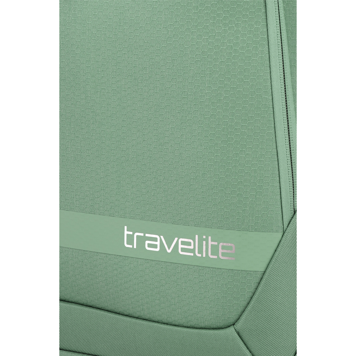 Lieblingstasche Kick Off Trolley 4w S in sage green with a textured honeycomb pattern and travelite logo detail