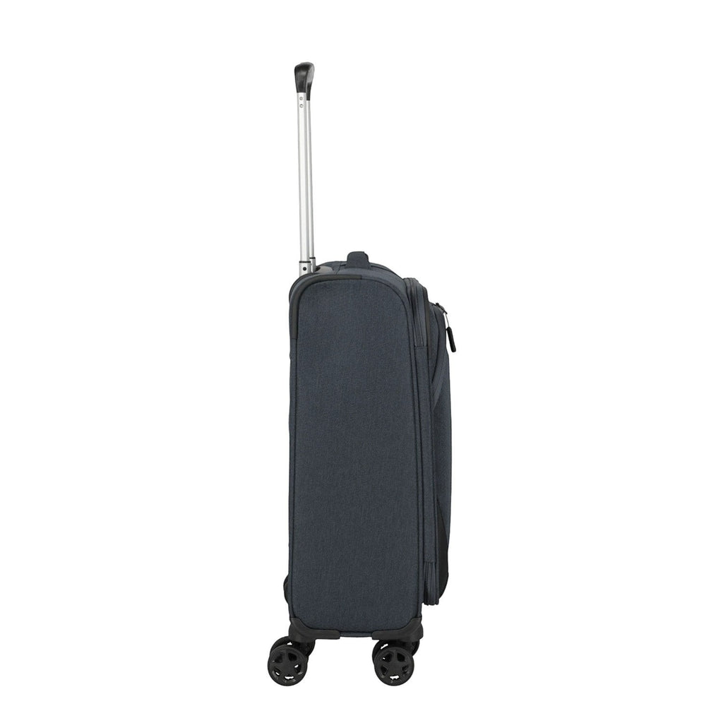 Lieblingstasche KICK OFF 4-wheel trolley suitcase in dark grey, side view with extended telescopic handle