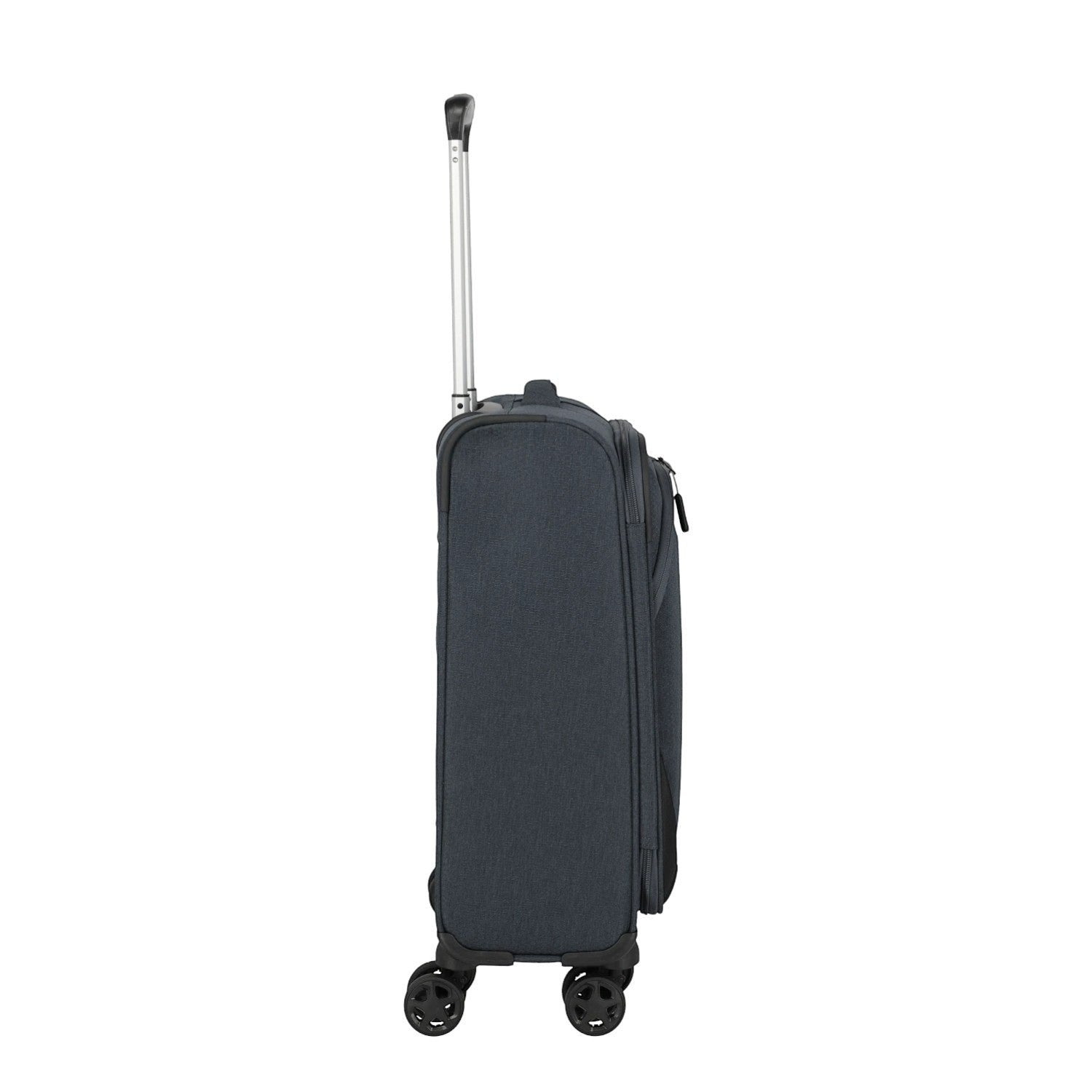 Lieblingstasche KICK OFF 4-wheel trolley suitcase in dark grey, side view with extended telescopic handle