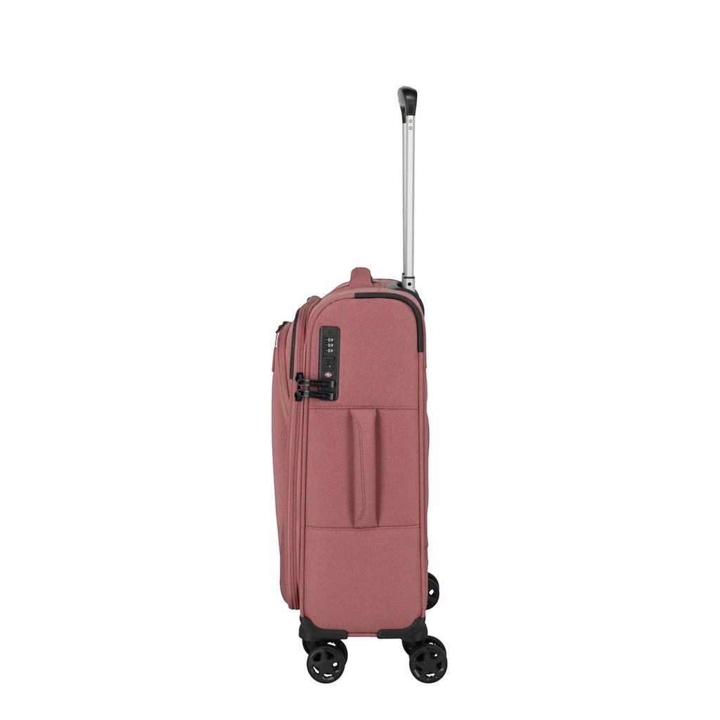 Lieblingstasche KICK OFF small trolley suitcase in dusty rose with four wheels and integrated TSA lock side view