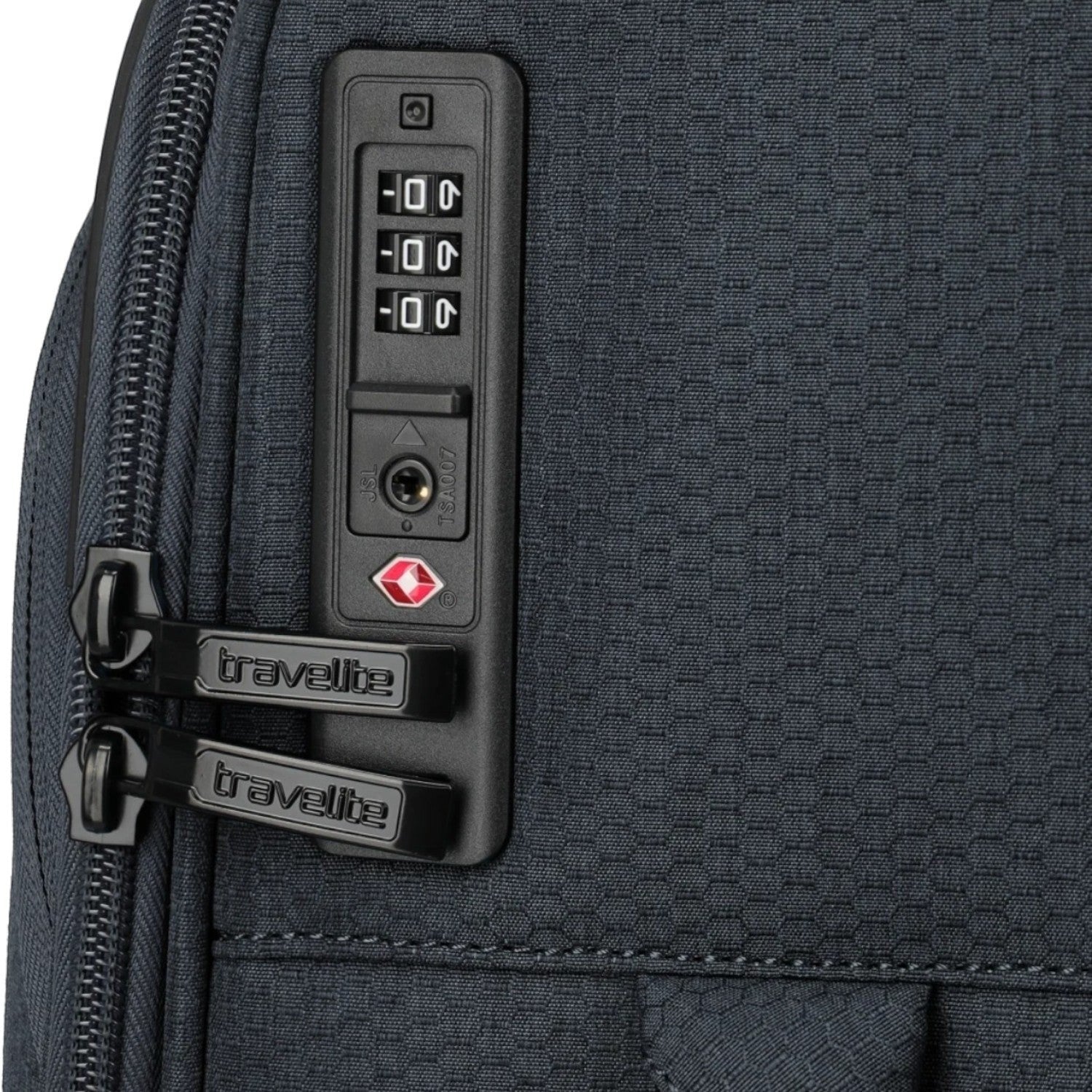 Lieblingstasche KICK OFF Trolley 4w S featuring a secure integrated TSA combination lock on dark grey textured fabric