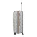 Lieblingstasche Lascana Edition 4W Trolley L, a large grey suitcase with a white abstract pattern and TSA lock.