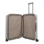 Lieblingstasche Lascana Edition 4W trolley M, white with grey pattern, telescopic handle, spinner wheels, spacious interior.