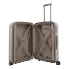 Lieblingstasche Lascana Edition 4W trolley M in white with a subtle grey pattern. Features a telescopic handle and interior straps.