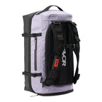 Lieblingstasche lavender and black duffel pack with adjustable shoulder straps and side compression buckles