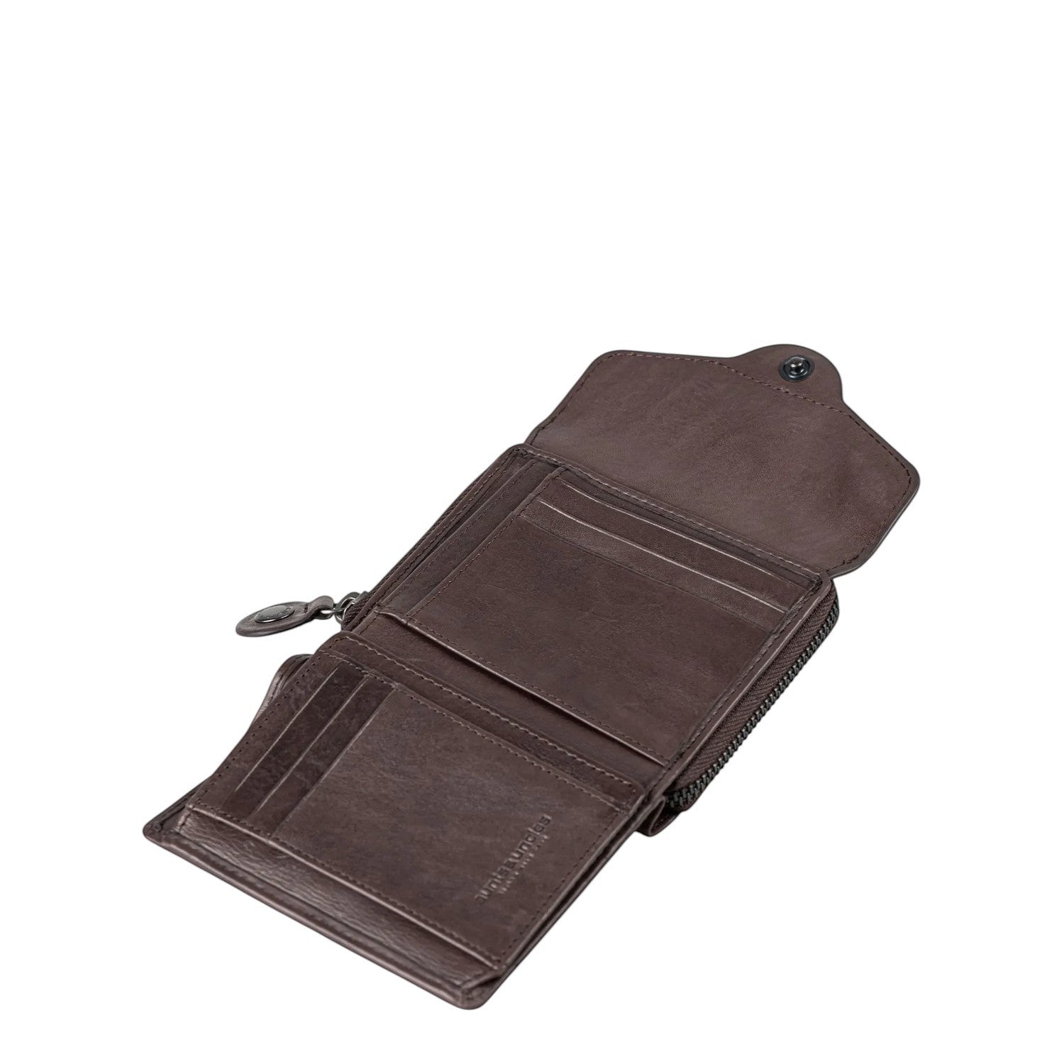 Lieblingstasche Lesley brown leather wallet with multiple card slots and a secure snap button closure