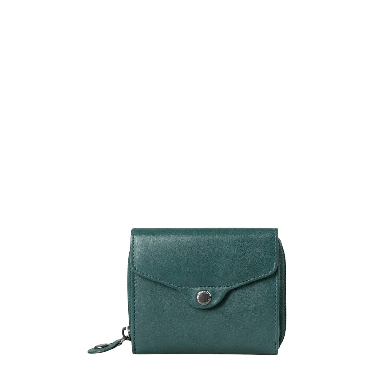 Lieblingstasche Lesley dark green leather wallet with a snap button closure and zip compartment