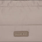Lieblingstasche Lifetime Buddy M bag in taupe with quilted nylon fabric and Hey Marly brand logo patch