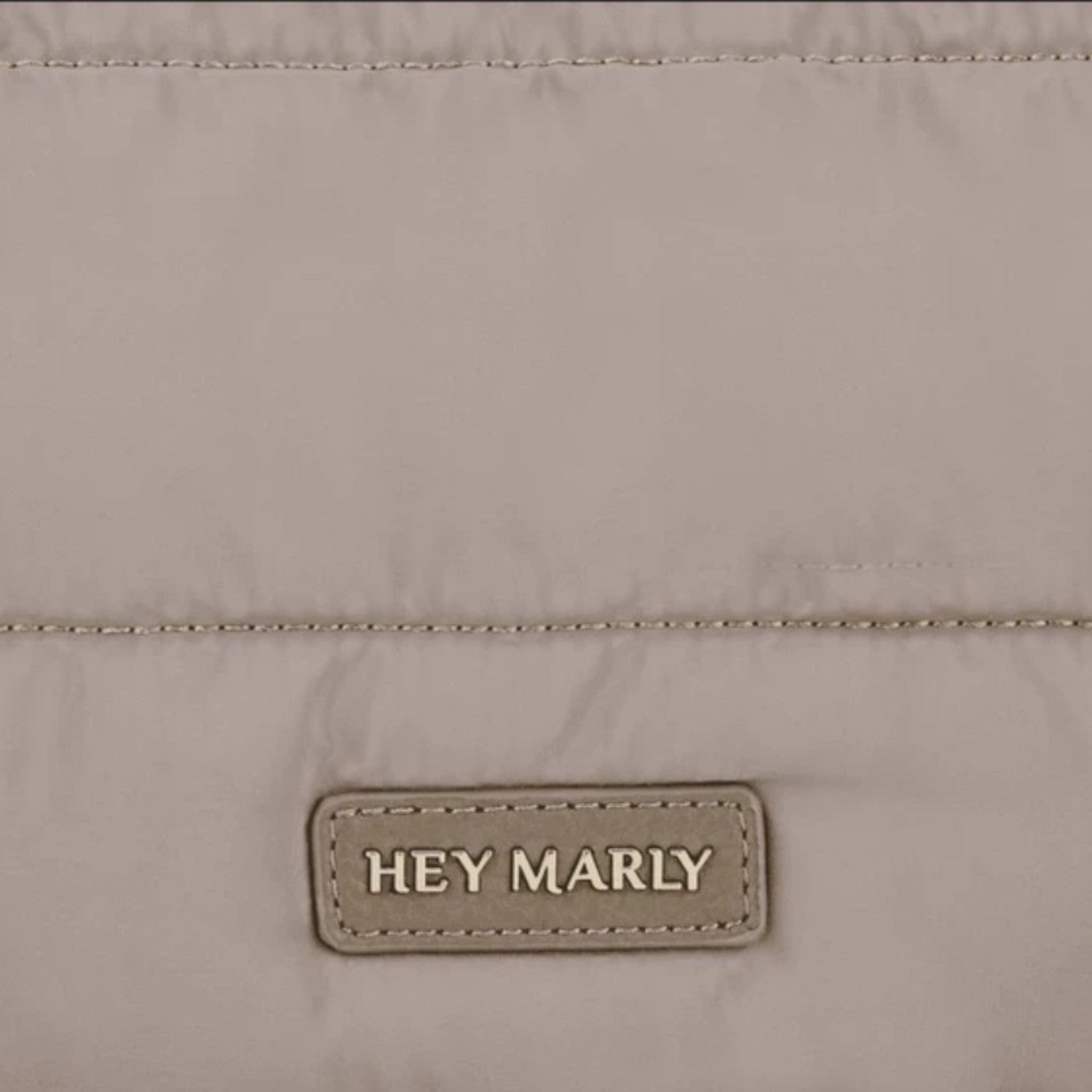 Lieblingstasche Lifetime Buddy S bag in taupe nylon with a stitched HEY MARLY logo patch