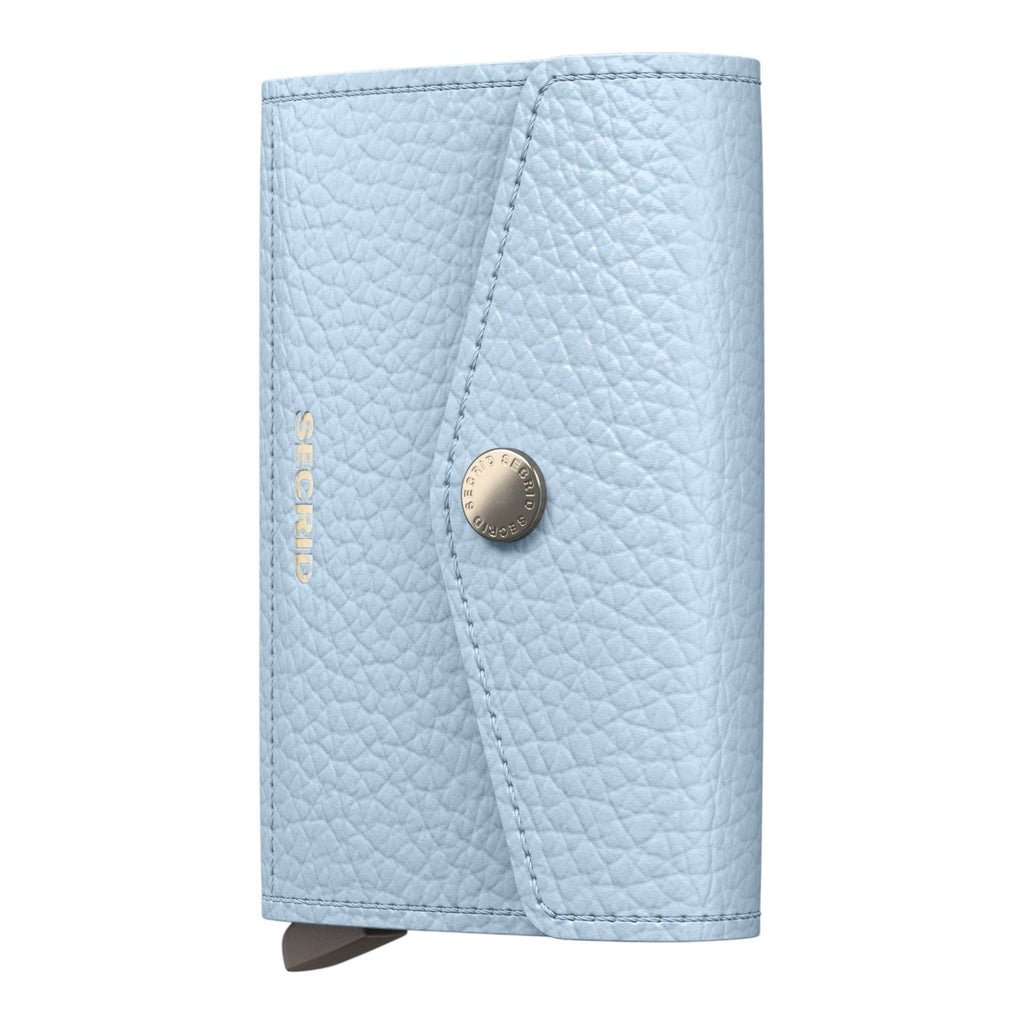 Lieblingstasche Envelope Pebble light blue textured leather cardholder with a snap button closure