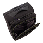 Lieblingstasche Lightstyler black softside cabin spinner suitcase with front laptop compartment and neon green accents