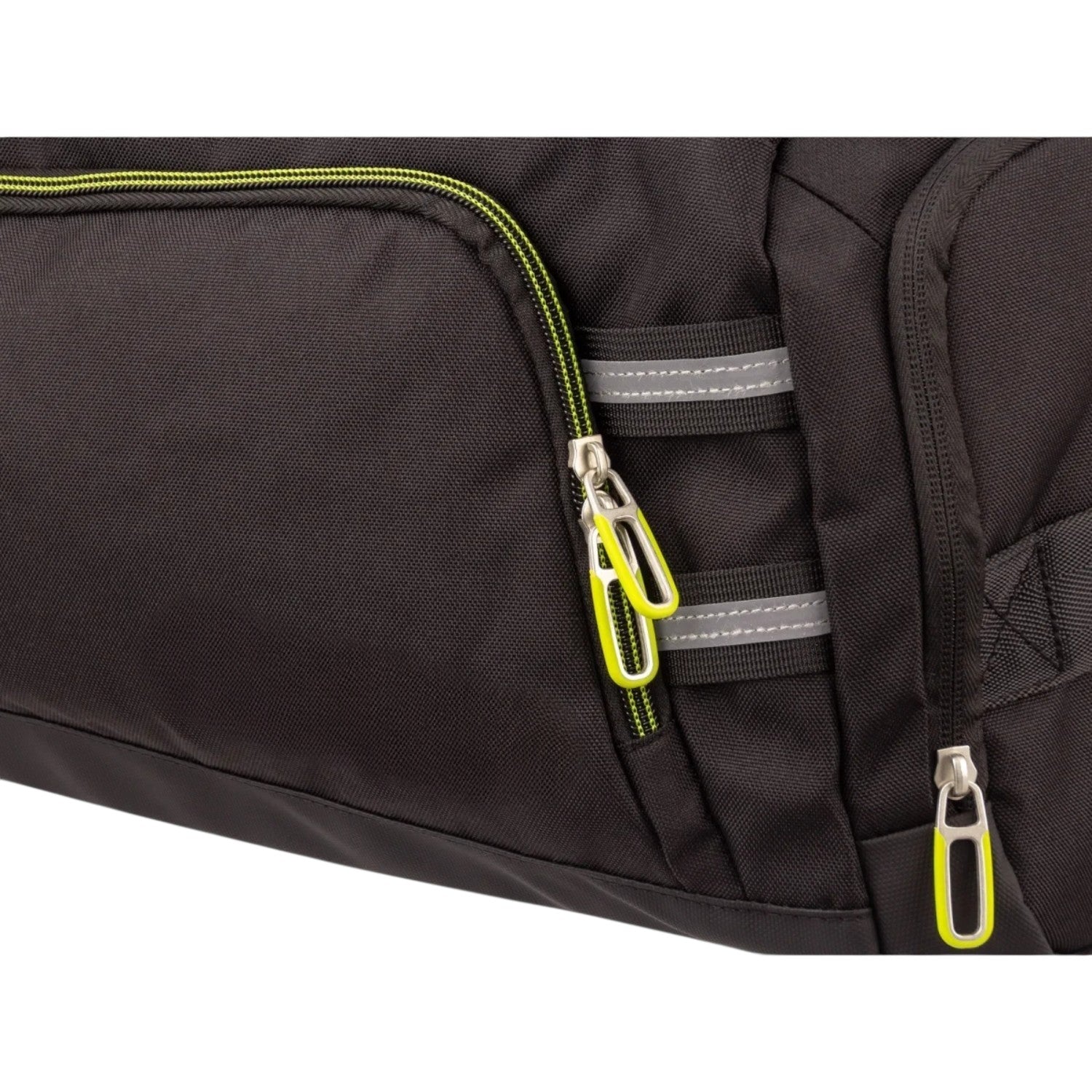 Lieblingstasche Lightstyler Duffle L in black with neon yellow zipper accents and reflective strips