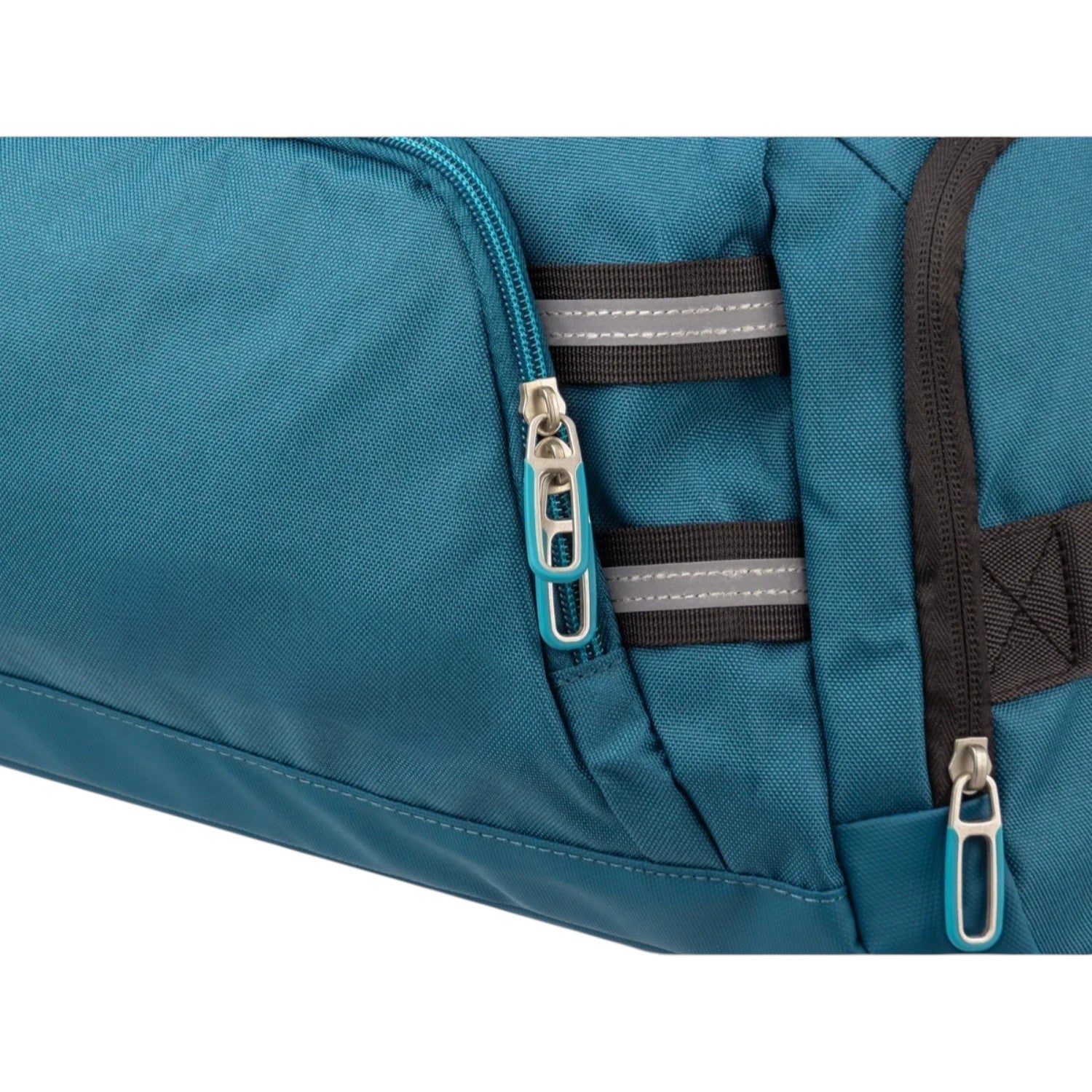 Lieblingstasche Lightstyler Duffle L in petrol blue with reflective strips and branded zipper pulls